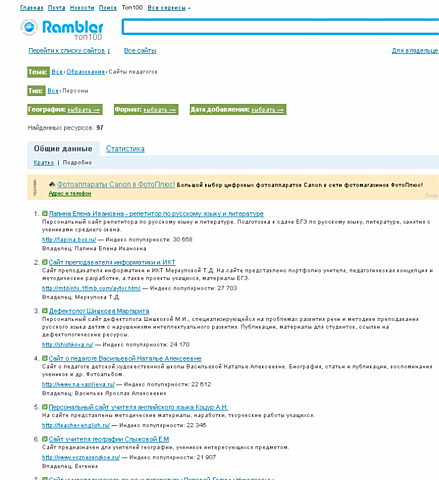 Открытие рейтинга-классификатора Rambler’s