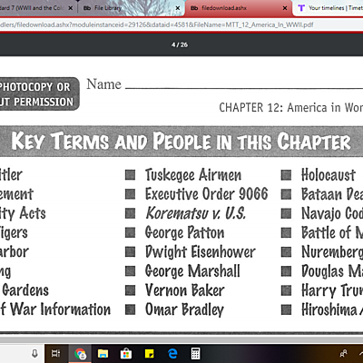 Timeline: WW2 KeyTerms