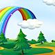 Vector beautiful landscape with rainbow (1)