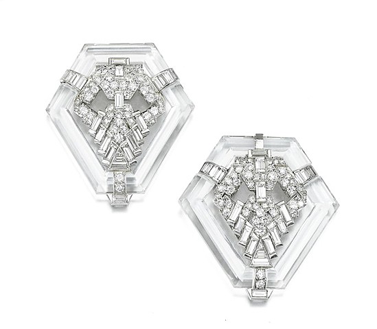 "Two Rock Crystal and Diamond Clip Brooches," Van Cleef & Arpels, 1933