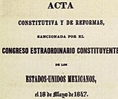 El acta constitutiva y de reformas de 1847