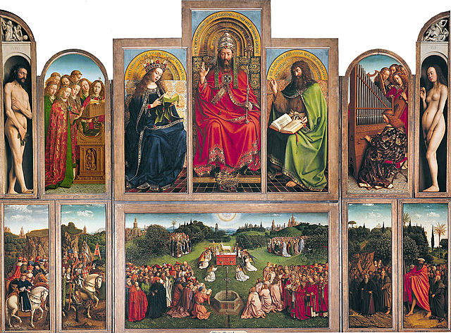 HUBERT Y JAN VAN EYCK: Adoración de Cordero Místico.Poliptico de Gante.