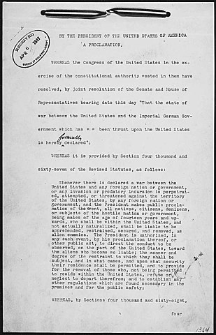 The United States declared War/ Congress votes to declare War.