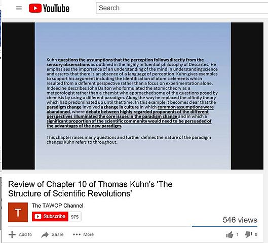 Video "Review of Chapter 10 of Thomas Kuhn's 'The Structure of Scientific Revolutions'
