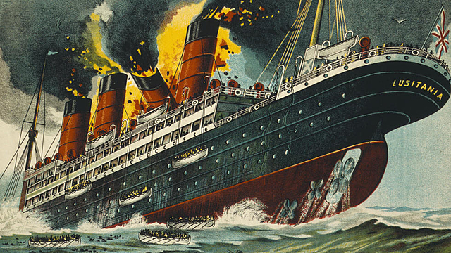 le paquebot Lusitania est torpillé par les Allemands,
