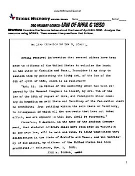 Law of April 6 , 1830