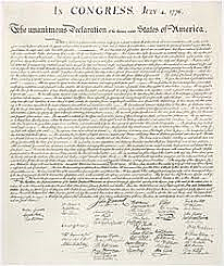 Declaration of Independence ratified. 1776