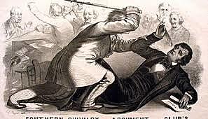 Charles Summer of Massachusetts is caned and seriously injured by a pro slavery congressman in the U.S. Senate