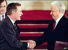 n Moscow, the Start II arms reduction treaty is signed by George H. W. Bush (USA) and Boris Yeltsin (Russia)