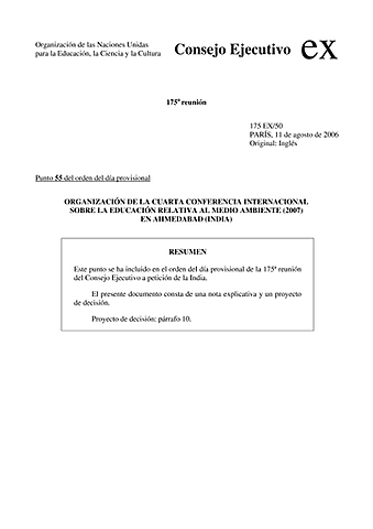 Conferencia Internacional sobre la Educación Relativa al Medio Ambiente ou (Tbilisi+30). Ahmebadad