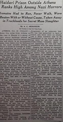 NEW YORK TIMES 2/11/1944 HAIDARI PRISON