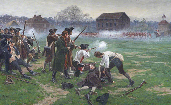 Fighting at Lexington and Concord