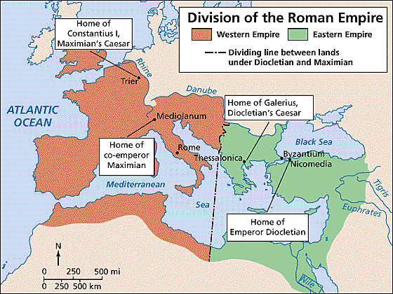 In the early 400 CE’s the western half got invaded: