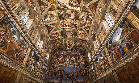 Miguel Ángel pinta la capilla Sixtina.