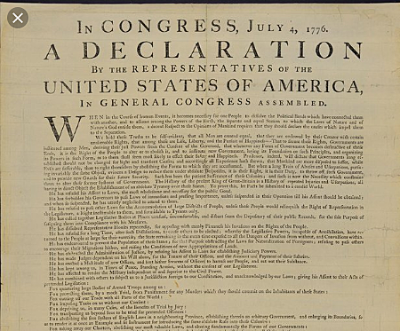Declaración de la independencia de los Estados Unidos.