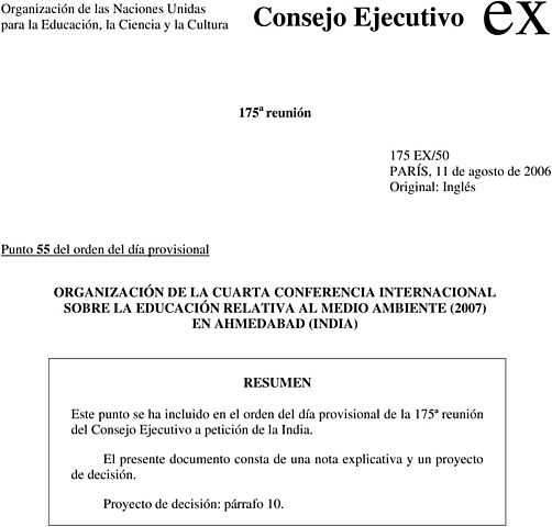 Conferencia Internacional sobre la Educación Relativa al Medio Ambiente ou (Tbilisi+30)Conferencia Internacional sobre la Educación Relativa al Medio Ambiente ou Tbilisi+30  (Ahmedabad)