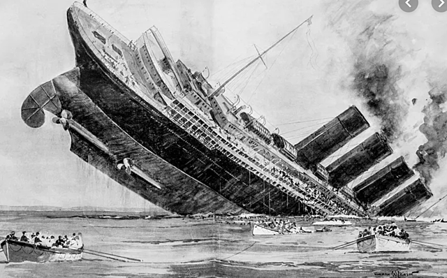 The Lusitania sinks