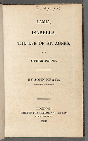 Дж. Китс "Ламия", "Канун святой Агнессы"