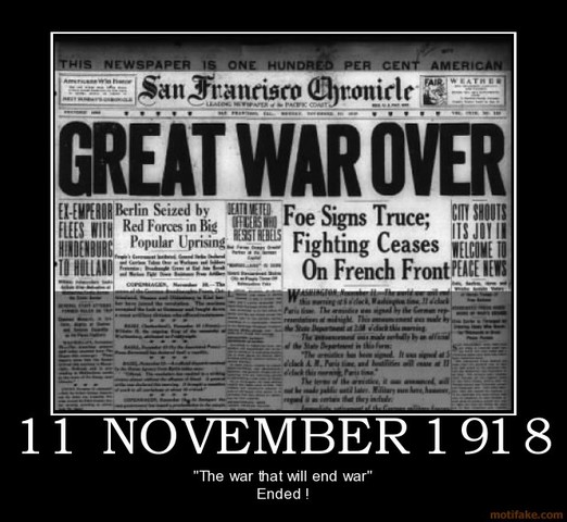 November 11, 1918 World War I ends