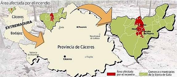 Incendio arrasador en la Sierra de Gata