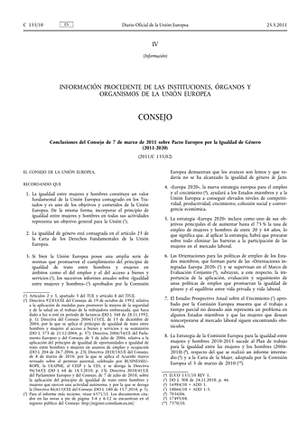 Pacto Europeo de la Igualdad de Género 2011-2020 (2011/C 155/02)