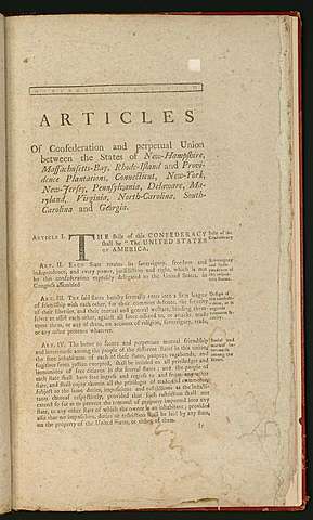 The adoption of the Articles of Confederation