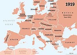 1919 kartan målas om och nya länder skapas.