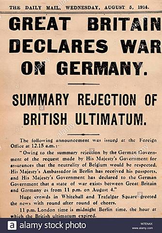 Britain declares war on Germany