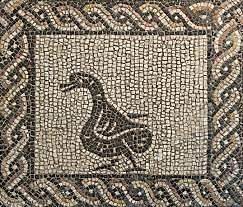Imagen de pato. Mosaico Opus Tessellatum, S. I