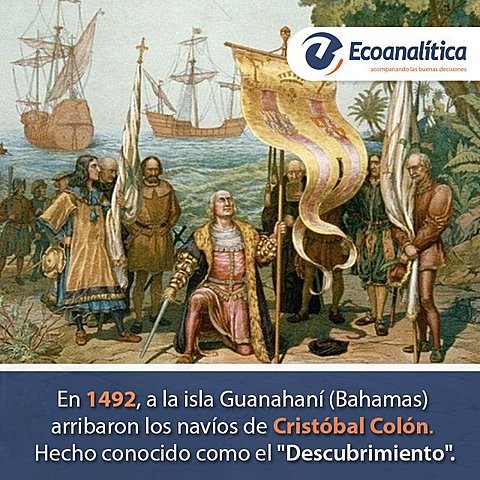 Cristobal Colon arriba a una illa que es diu Guanahania
