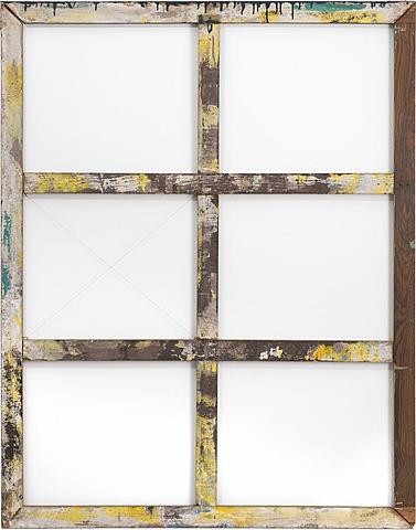 Prof - Le cadre / Pierre Buraglio: "Châssis" (Châssis peinturluré et fil de nylon, 146.2 x 114.8 cm, Galerie Jean Fournier, Paris, Groupe Support / Surfaces)