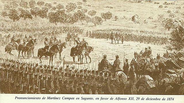 Pronunciamiento del general Martínez Campos. Proclamación de Alfonso XII como rey de España. Restauración de los Borbones