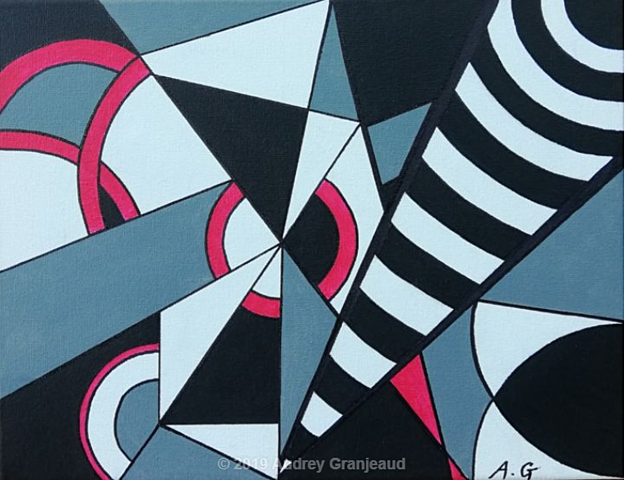 Leeroy - Le cadre + Verticalité et horizontalité / Audrey Granjeaud: "Peinture géométrique" (30 x 40 cm).