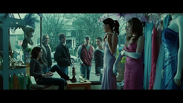 Bella goes to town with her friends to look at prom dresses, and then laves them to go to a book shop