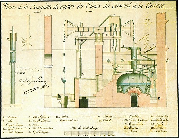 Primera máquina de vapor en España