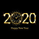 Feliz ano nuevo dorado 2020 esfera reloj brillo explosion sobre fondo color negro 147586 19