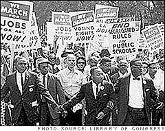 Martin led a 200,000 person march to protest unfair laws.
