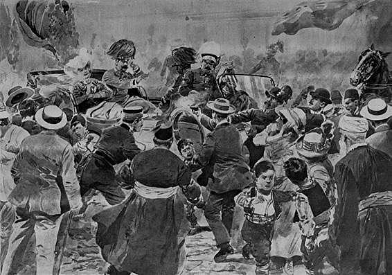 Franc Ferdinand s svojo soprogo obišče Sarajevo