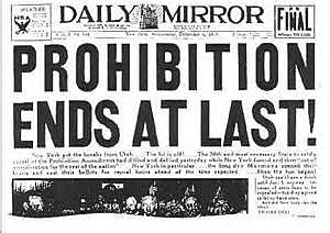 The 21st Amendment ends Prohibition.