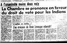 Les Amérindien obtiennent le droit de vote