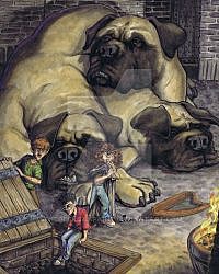 The gang follows Quirrell down a trap door