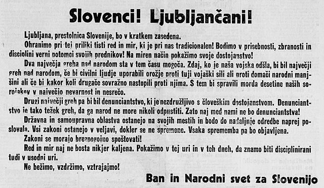 Izbrani vir: RAZGLAS BANA IN NARODNEGA SVETA ZA SLOVENIJO