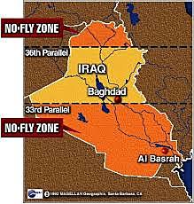 Les Etats-Unis, la Grande-Bretagne et la France imposent à l'Irak une zone d'exclusion aérienne