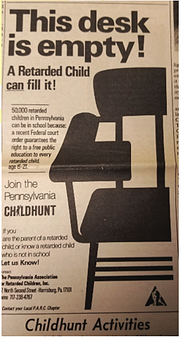 PENNLVANIA ASSOCIATION FOR RETARDED CITIZENS V. PENNSYLVANIA. & MILLS V. D.C. BOARD OF EDUCATION 5 MAY 1972