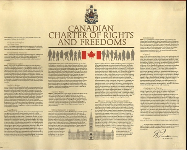 Ls charte des droits et libertés est mis en vigueur