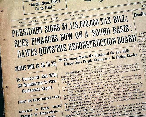 Hoover signed the Revenue Act of 1932