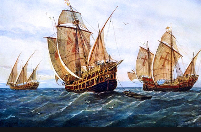 3 ships (Nina, Pinta, Santa Maria)