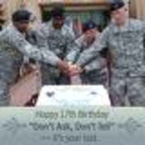 President Clinton announces his "Don't ask, don't tell" policy about gays in the military.