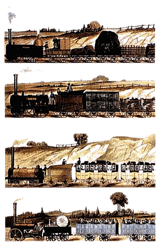 George Stephenson construye una potente locomotora de vapor que arrastro seis vagones