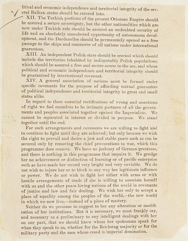 President Woodrow Wilson Gives 14 Points Speech